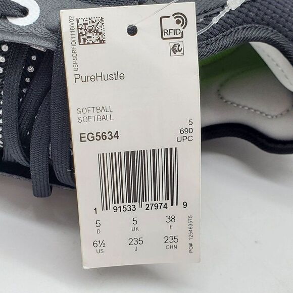 Adidas Pure Hustle Metal Softball Cleats Womens Black‎ EG5634 Size 6.5 - Picture 8 of 8